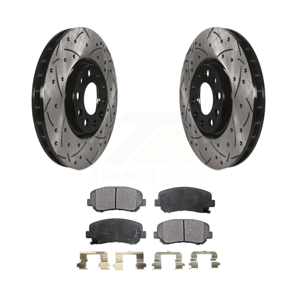 Front Drilled Slot Disc Brake Rotors Ceramic Pad Kit For Dodge Dart Chrysler 200