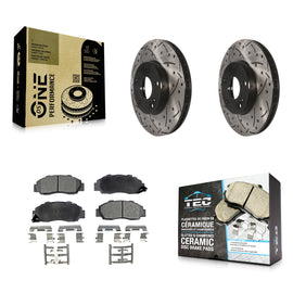 Rotor de frein à fente percée avant et Kit de plaquettes en céramique pour Honda Accord 3.0L 1998 – 2002 