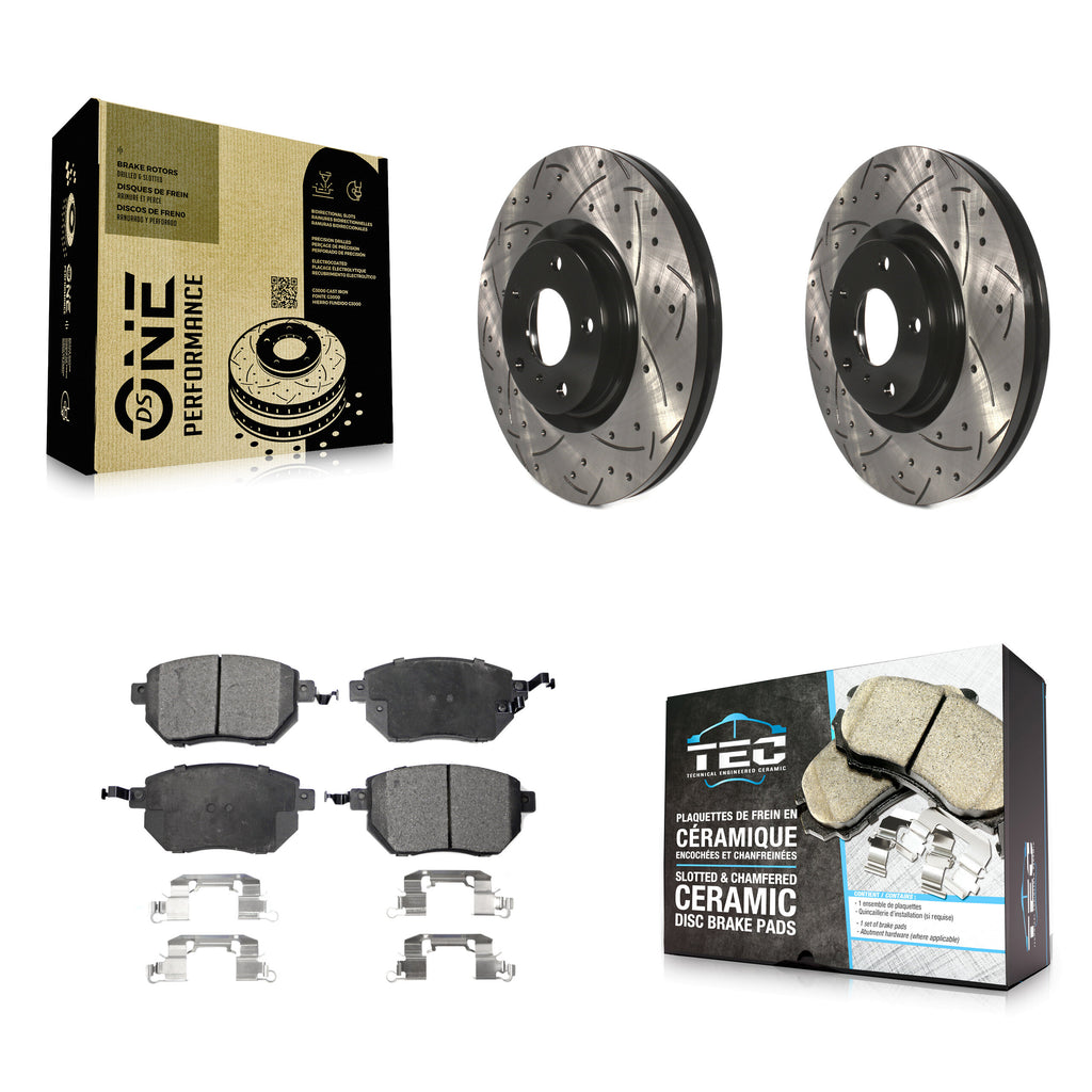 Front Drilled Slot Brake Rotor & Ceramic Pad Kit For Nissan Murano Altima Maxima