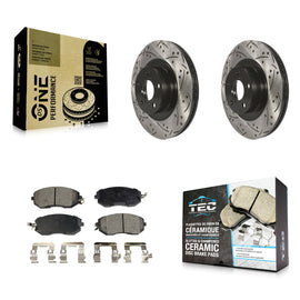 Front Drill Slot Brake Rotor Ceramic Pad Kit For Subaru Forester Impreza Outback