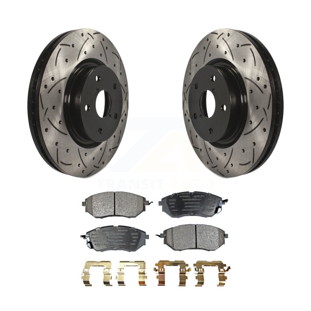 Front Drilled Slot Brake Rotors Ceramic Pad Kit For Subaru Outback Legacy WRX B9