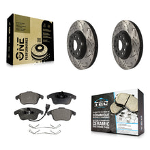 Load image into Gallery viewer, Front Drilled Slot Brake Rotor Ceramic Pad Kit For Volkswagen Passat Tiguan Audi