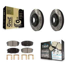 Front Coat Drill Slot Disc Brake Rotor Ceramic Pad Kit For Kia Forte Koup Forte5