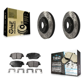 Front Drill Slot Disc Brake Rotors Ceramic Pad Kit For Hyundai Sonata Kia Optima