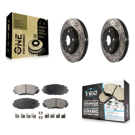 Front Drilled Slot Brake Rotors Ceramic Pad Kit For Toyota RAV4 Scion xB Prius V