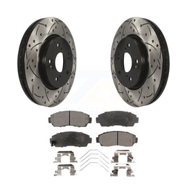 Front Drilled Slot Brake Rotor & Ceramic Pad Kit For Honda CR-V Crosstour Accord