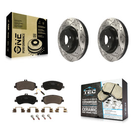 Front Drilled Slot Brake Rotor & Ceramic Pad Kit For Mercedes-Benz GLK350 GLK250