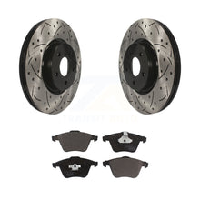 Load image into Gallery viewer, Front Coated Drilled Slot Disc Brake Rotor Ceramic Pad Kit For Volvo S40 C70 V50