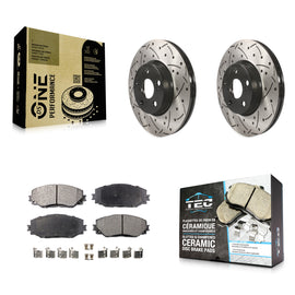 Front Drill Slot Brake Rotors Ceramic Pad Kit For Toyota Corolla Scion xD Matrix