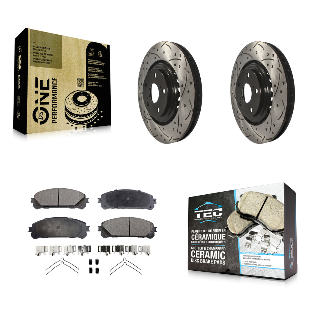 Front Drill Slot Brake Rotors Ceramic Pad Kit For Toyota Highlander Sienna Lexus