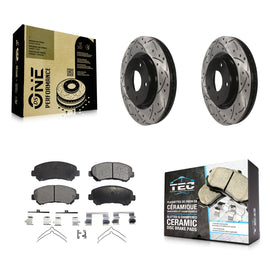 Front Coated Drill Slot Disc Brake Rotor Ceramic Pad Kit For Nissan Rogue Select