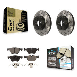 Front Drilled Slot Disc Brake Rotors Ceramic Pad Kit For 2008 BMW 328xi To 08 07