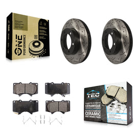 Front Drilled Slot Disc Brake Rotor Ceramic Pad Kit For Toyota Tacoma 4Runner FJ