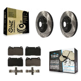Front Coated Drilled Slotted Disc Brake Rotors And Ceramic Pads Kit For Audi Q5