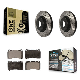 Front Coat Drill Slot Disc Brake Rotor Ceramic Pad Kit For Hyundai Genesis Coupe
