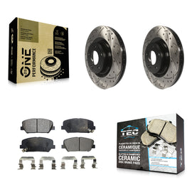 Front Coat Drill Slot Disc Brake Rotor Ceramic Pad Kit For Hyundai Genesis Coupe
