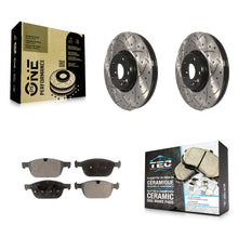 Load image into Gallery viewer, [Front] 2010-2015 Volvo XC60 Performance Drilled &amp; Slotted Brake Rotor &amp; Ceramic Pads Kit For Max Braking