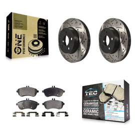 Front Drilled Slot Brake Rotors Ceramic Pad Kit For Mercedes-Benz C300 C250 C230