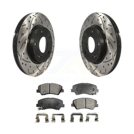 Front Drilled Slot Brake Rotors Ceramic Pad Kit For Hyundai Elantra Kia Forte GT