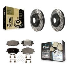 Charger l'image dans la galerie, Front Coated Drilled Slot Disc Brake Rotor &amp; Ceramic Pad Kit For Hyundai Elantra