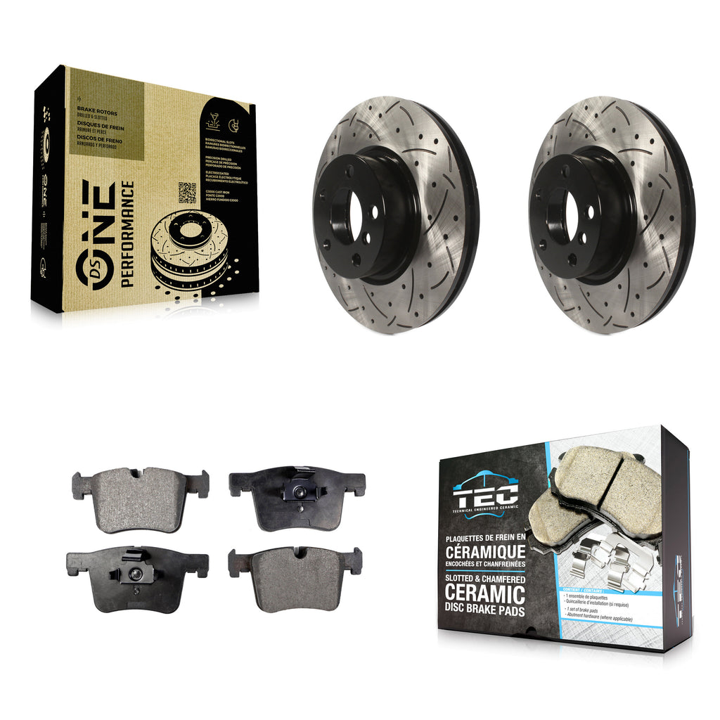 Front Coated Drilled Slotted Disc Brake Rotors And Ceramic Pad Kit For BMW X3 X4