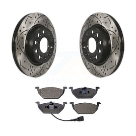 Front Coated Drilled Slot Disc Brake Rotors Ceramic Pad Kit For Volkswagen Jetta