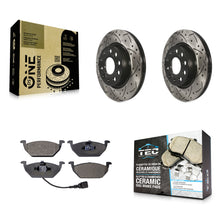 Charger l'image dans la galerie, Front Coated Drilled Slot Disc Brake Rotors Ceramic Pad Kit For Volkswagen Jetta