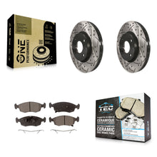 Charger l'image dans la galerie, Front Coated Drilled Slotted Disc Brake Rotors And Ceramic Pads Kit For Fiat 500