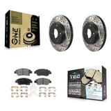 Front Coat Drill Slot Disc Brake Rotor Ceramic Pad Kit For Honda Civic Acura ILX