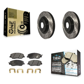 Front Drilled Slot Disc Brake Rotor Ceramic Pad Kit For Hyundai Santa Fe XL 3.3L