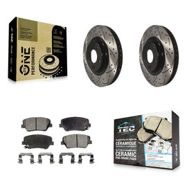 Front Drill Slot Disc Brake Rotor Ceramic Pad Kit For Hyundai Santa Fe Sport Kia