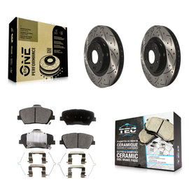 Front Drilled Slot Brake Rotors Ceramic Pad Kit For Kia Sorento Hyundai Santa Fe