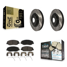 Charger l'image dans la galerie, Front Coated Drill Slot Disc Brake Rotor Ceramic Pad Kit For Hyundai Santa Fe XL