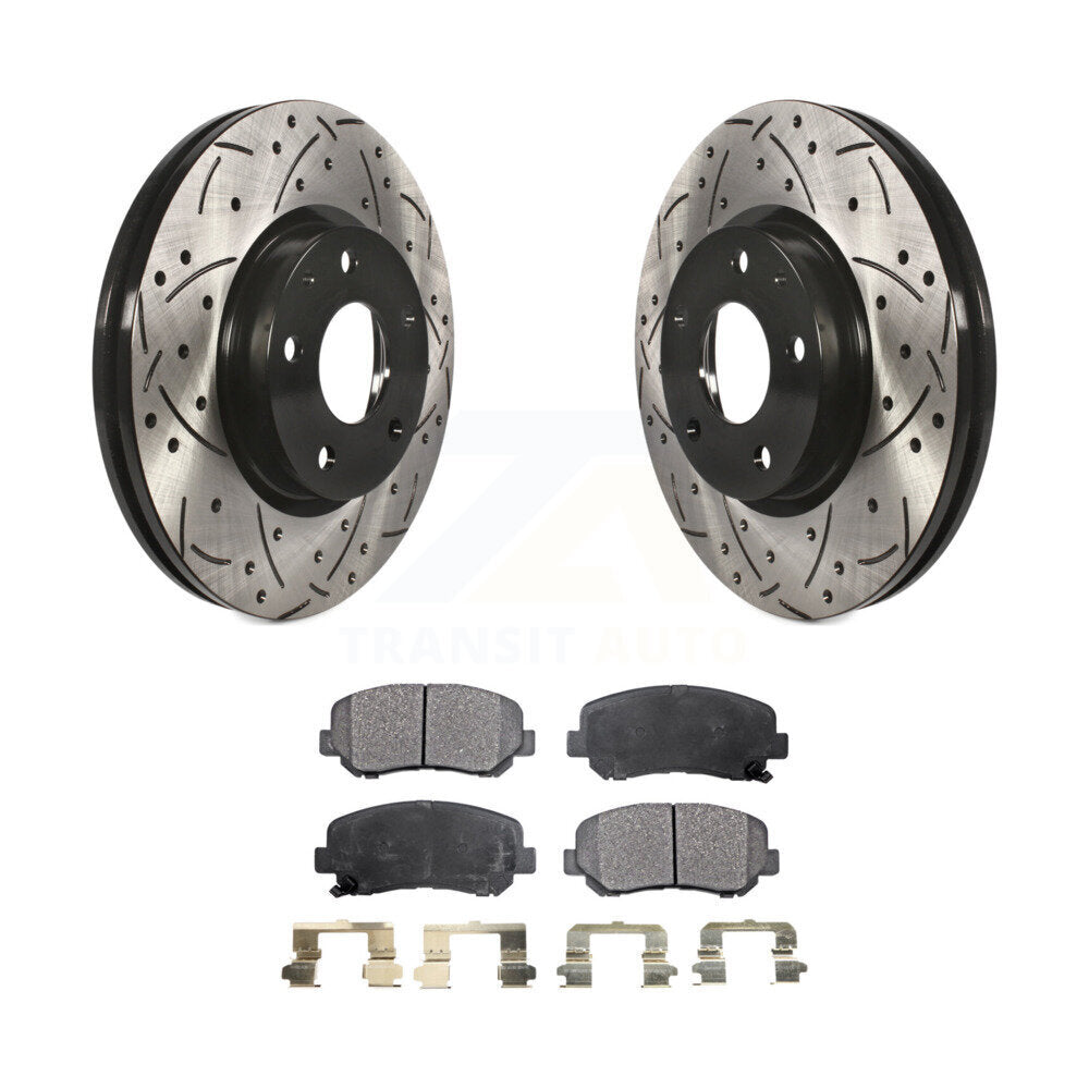 Front Coat Drill Slot Disc Brake Rotors Ceramic Pad Kit For 2013-2015 Mazda CX-5