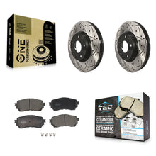 Charger l'image dans la galerie, Front Coated Drilled Slotted Disc Brake Rotors And Ceramic Pads Kit For Mazda 6