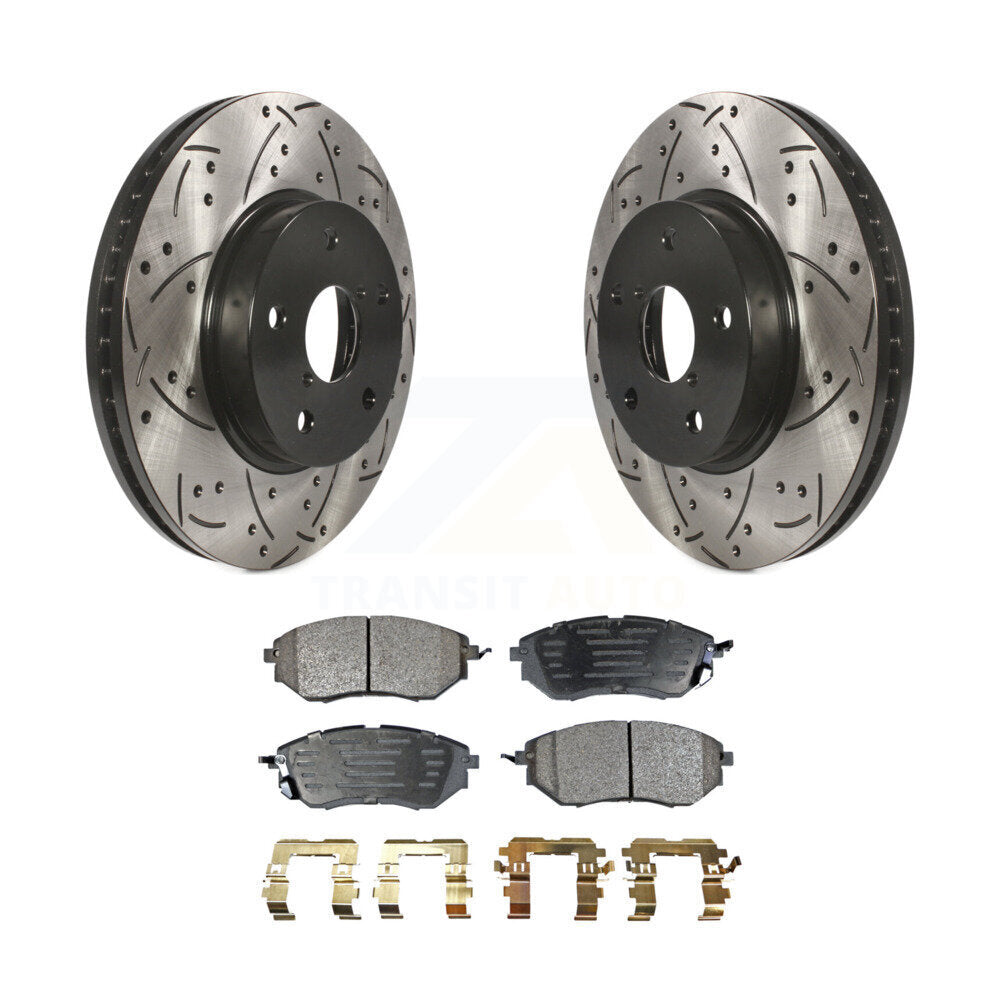 Front Drilled Slot Disc Brake Rotors Ceramic Pad Kit For 2015 Subaru Legacy 2.5L