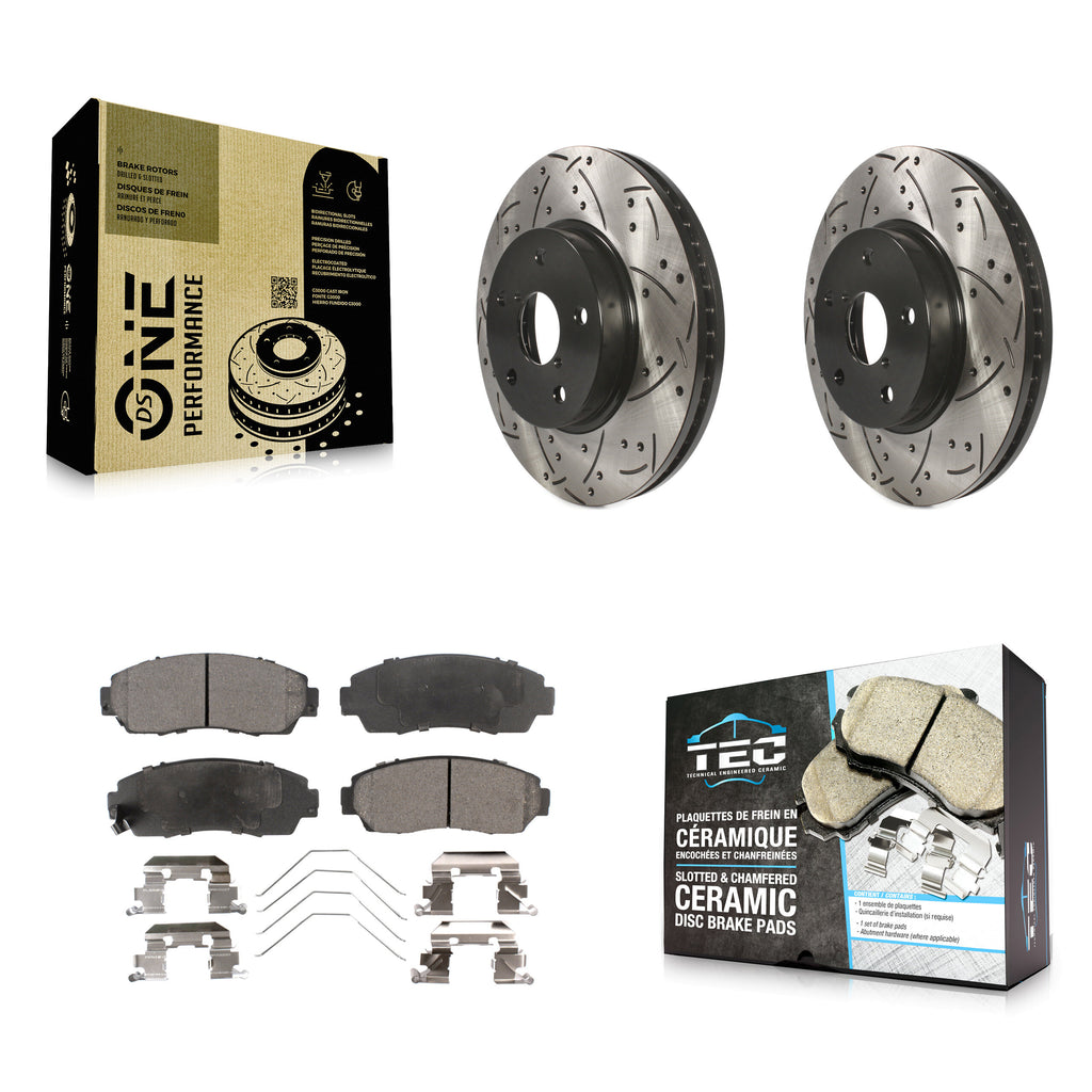 [Front] 2016-2019 Subaru Legacy 2.5L Performance Drilled & Slotted Brake Rotor & Ceramic Pads Kit For Max Braking