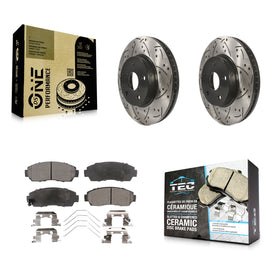[Front] 2016-2019 Subaru Legacy 2.5L Performance Drilled & Slotted Brake Rotor & Ceramic Pads Kit For Max Braking