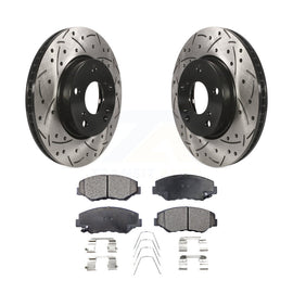 Front Coated Drilled Slotted Disc Brake Rotors & Ceramic Pad Kit For Honda Civic