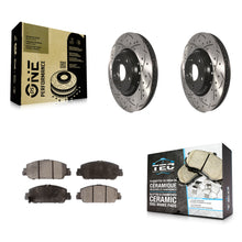 Load image into Gallery viewer, Front Coated Drilled Slotted Disc Brake Rotor &amp; Ceramic Pad Kit For Honda Accord