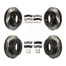 Front Rear Drilled Slot Brake Rotor Ceramic Pad Kit For Chevrolet Silverado 2500