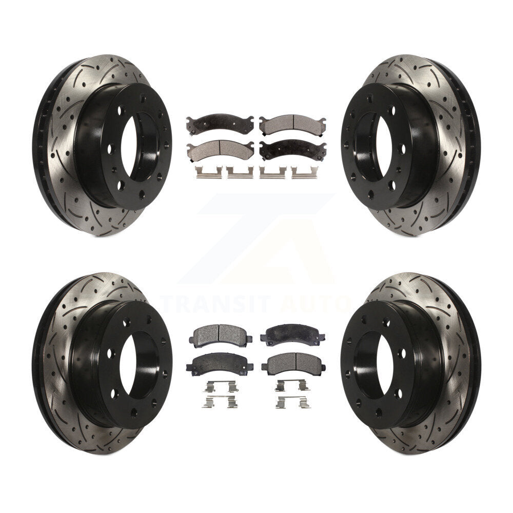 Front Rear Drill Slot Brake Rotor Ceramic Pad Kit For Chevrolet Express 2500 GMC