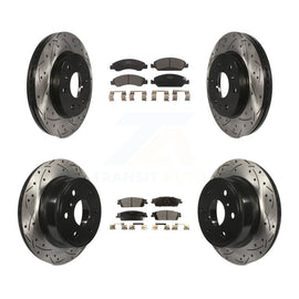 Front Rear Drilled Slot Brake Rotor Ceramic Pad Kit For Chevrolet Silverado 1500