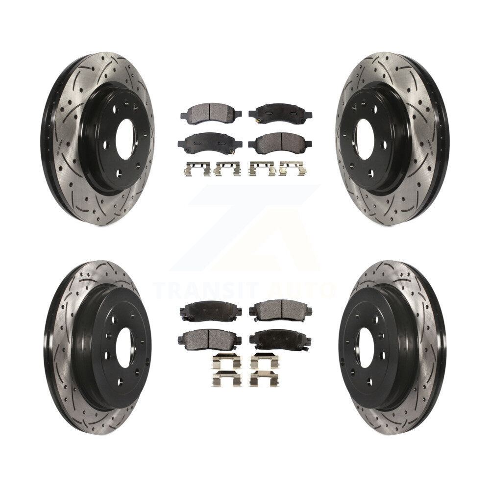 Front Rear Drilled Slot Brake Rotor & Ceramic Pad Kit For Chevrolet Traverse GMC
