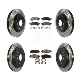 Front Rear Drilled Slot Brake Rotor & Ceramic Pad Kit For Chevrolet Traverse GMC