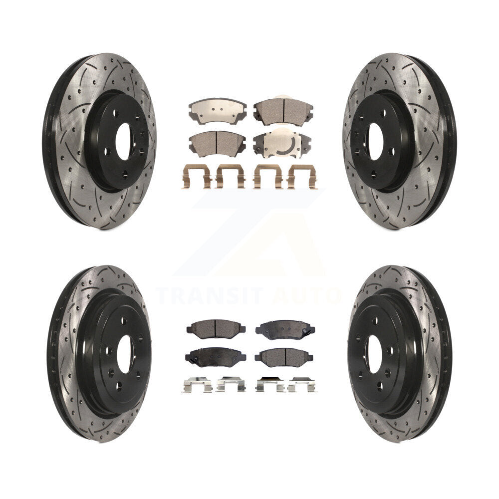 Front Rear Drilled Slot Brake Rotor & Ceramic Pad Kit For Chevrolet Camaro LT LS