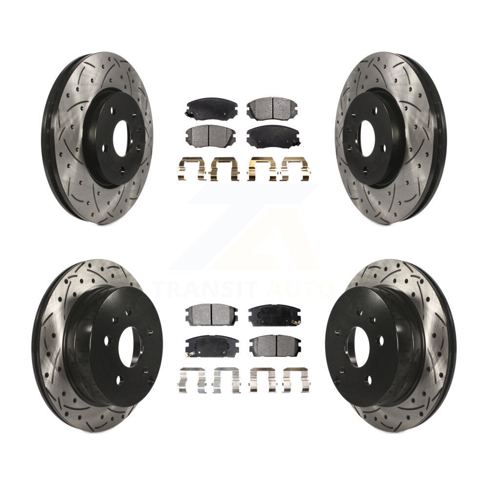 Front Rear Drill Slot Disc Brake Rotor Ceramic Pad Kit For Chevrolet Equinox GMC