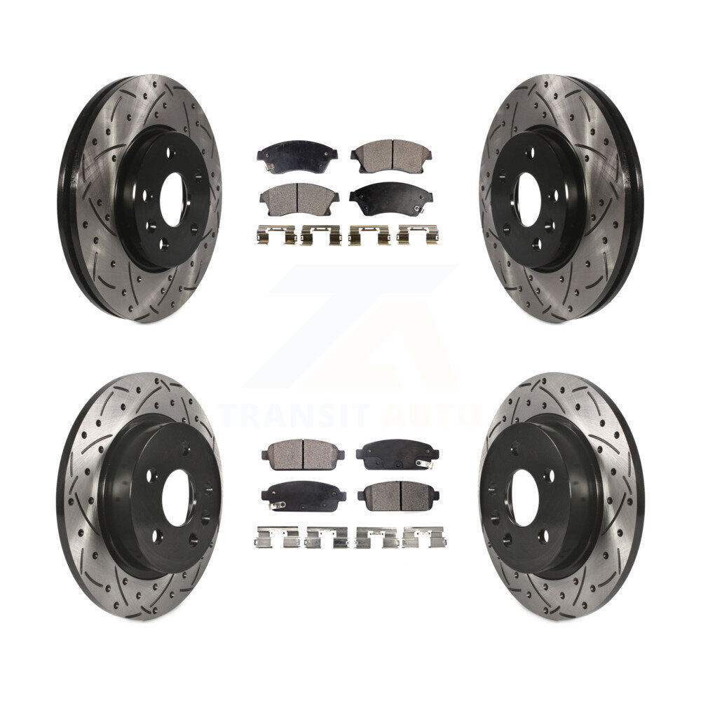 Front Rear Drill Slot Disc Brake Rotor Ceramic Pad Kit For Chevrolet Cruze Sonic