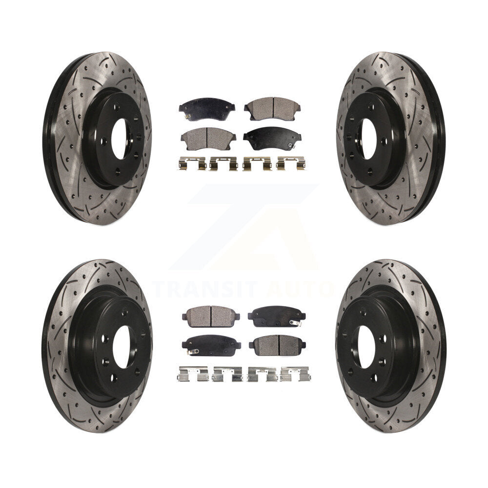 [Front+Rear] 2012-2013 Buick Verano Performance Drilled & Slotted Brake Rotor & Ceramic Pads Kit For Max Braking