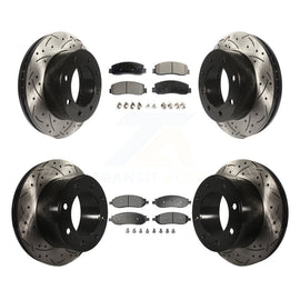 Front Rear Drill Slot Disc Brake Rotor Ceramic Pad Kit For Ford F-250 Super Duty